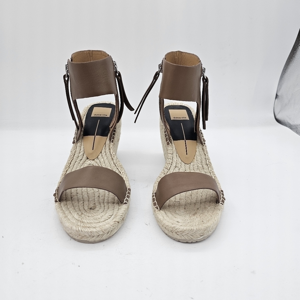 NEW Dolce Vita Gisele Caramel Leather Espadrille Wedge Sandal Shoes Size 9.5 - Picture 6 of 12
